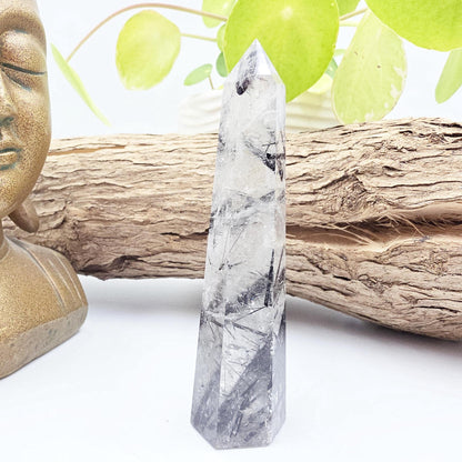 High Grade Tourmaline in Quartz Tower – Protection, Grounding & Energy Cleansing Crystal Point - 60g