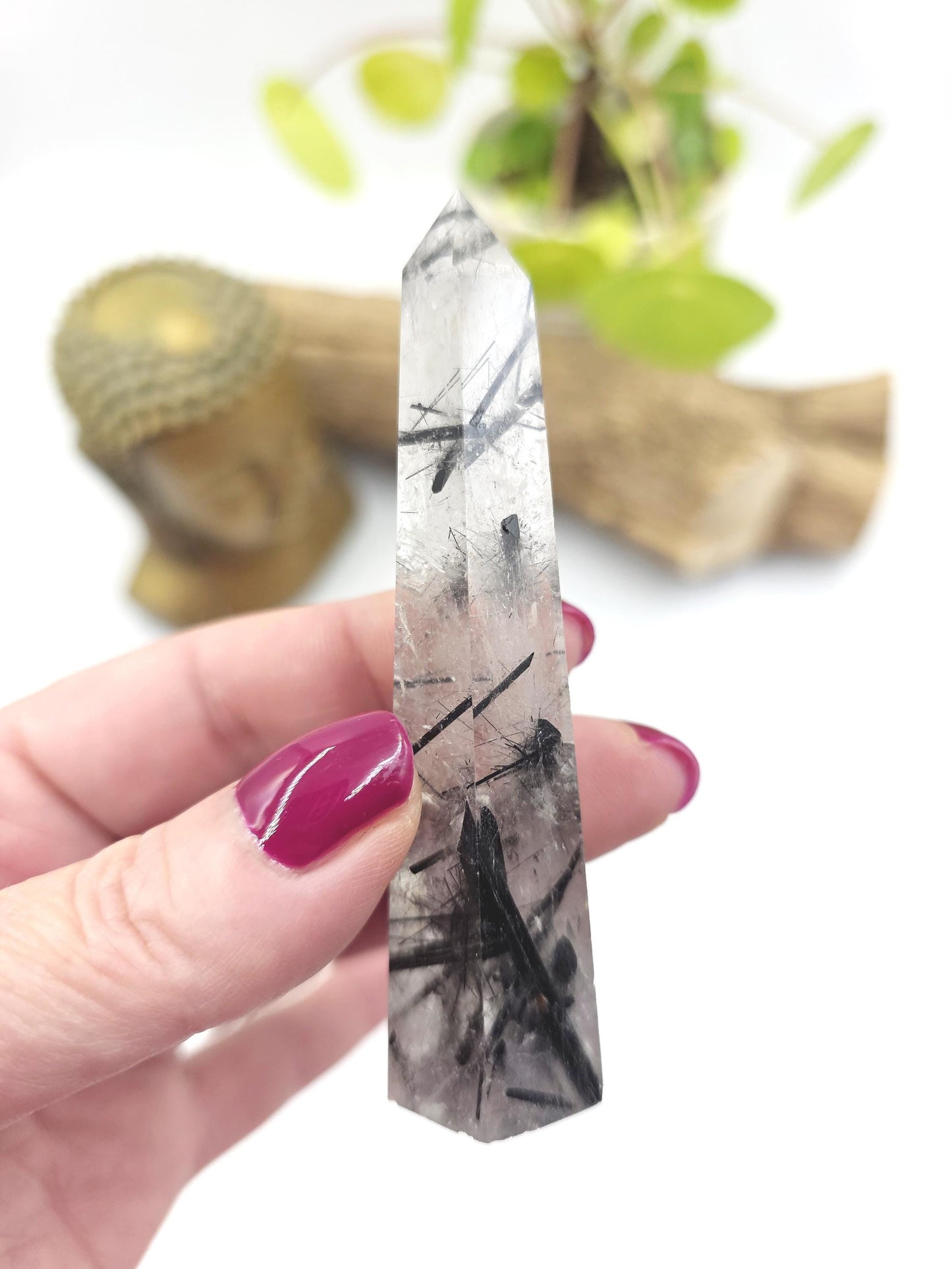 High Grade Tourmaline in Quartz Tower – Protection, Grounding & Energy Cleansing Crystal Point - 60g