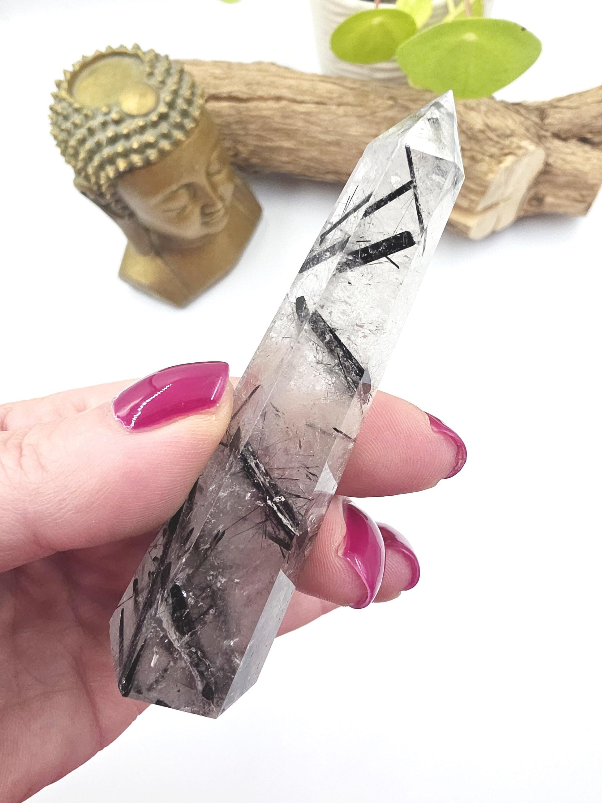 High Grade Tourmaline in Quartz Tower – Protection, Grounding & Energy Cleansing Crystal Point - 60g