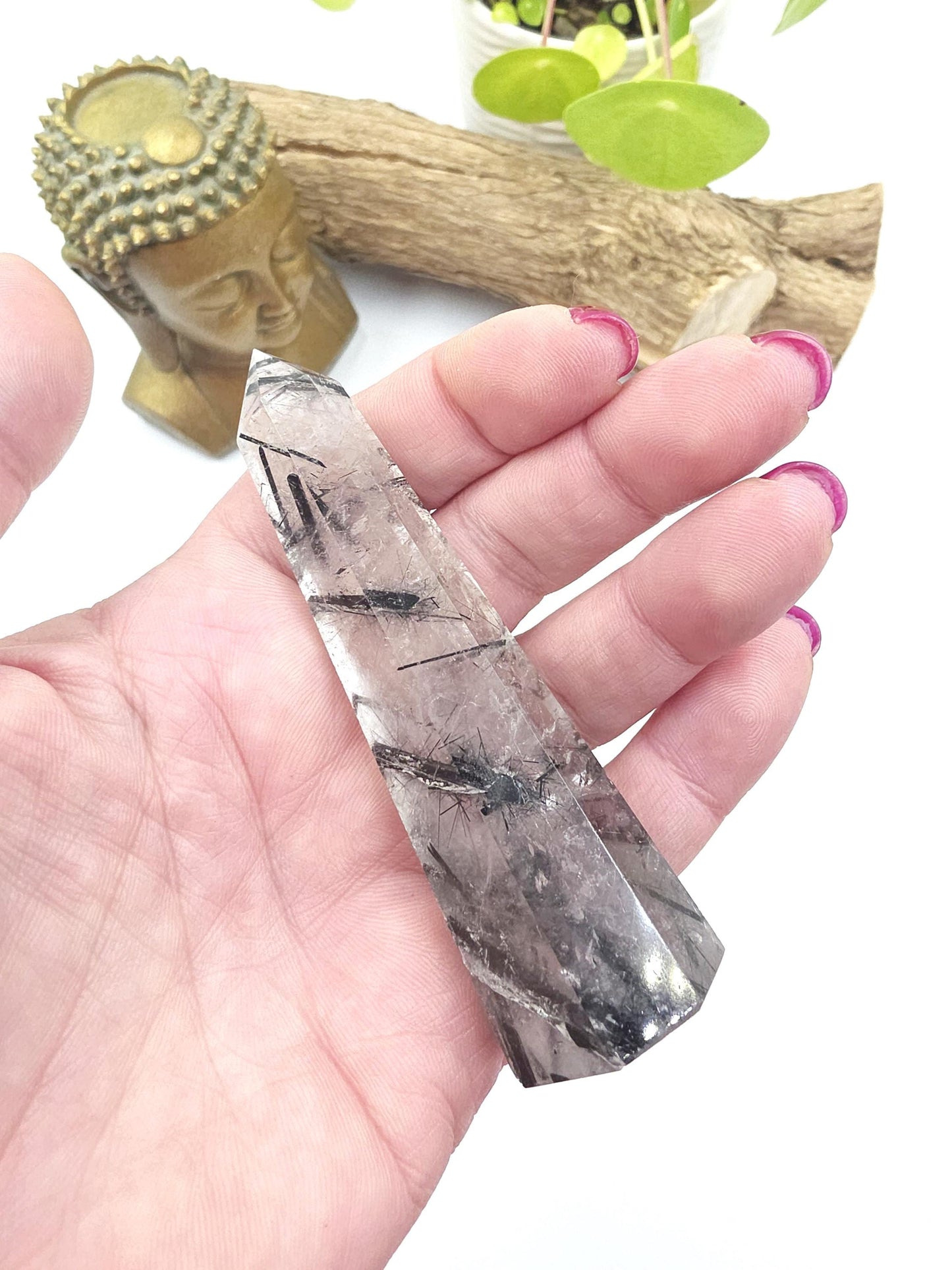 High Grade Tourmaline in Quartz Tower – Protection, Grounding & Energy Cleansing Crystal Point - 60g