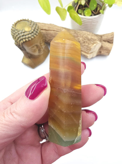 Green and Yellow Fluorite Tower (Jackfruit Fluorite) – Clarity, Positivity & Harmony Crystal Point, 7cm