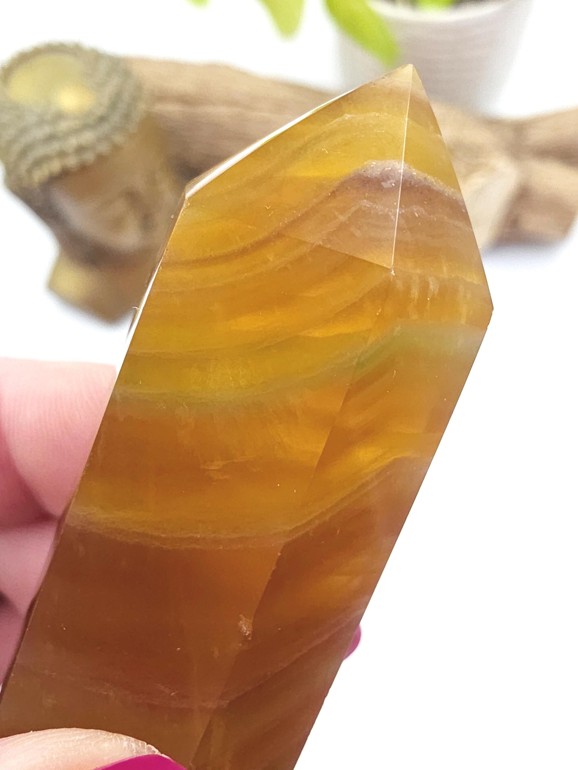 Green and Yellow Fluorite Tower (Jackfruit Fluorite) – Clarity, Positivity & Harmony Crystal Point, 7cm