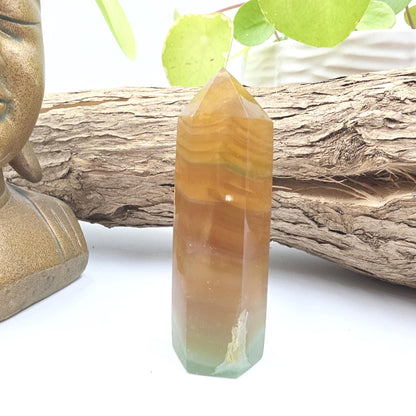 Green and Yellow Fluorite Tower (Jackfruit Fluorite) – Clarity, Positivity & Harmony Crystal Point, 7cm