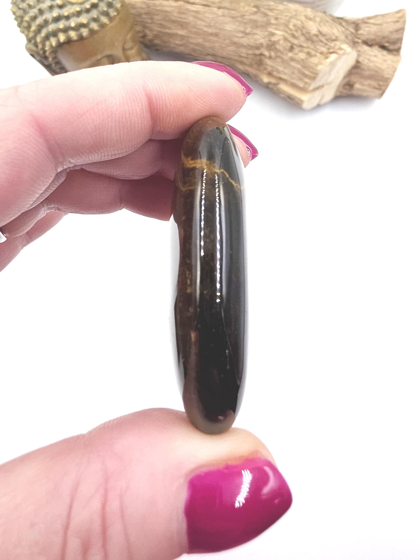 Yellow Tigers Eye Palm Stone - Protection & Courage Crystal - 55g