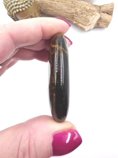 Yellow Tigers Eye Palm Stone - Protection & Courage Crystal - 55g