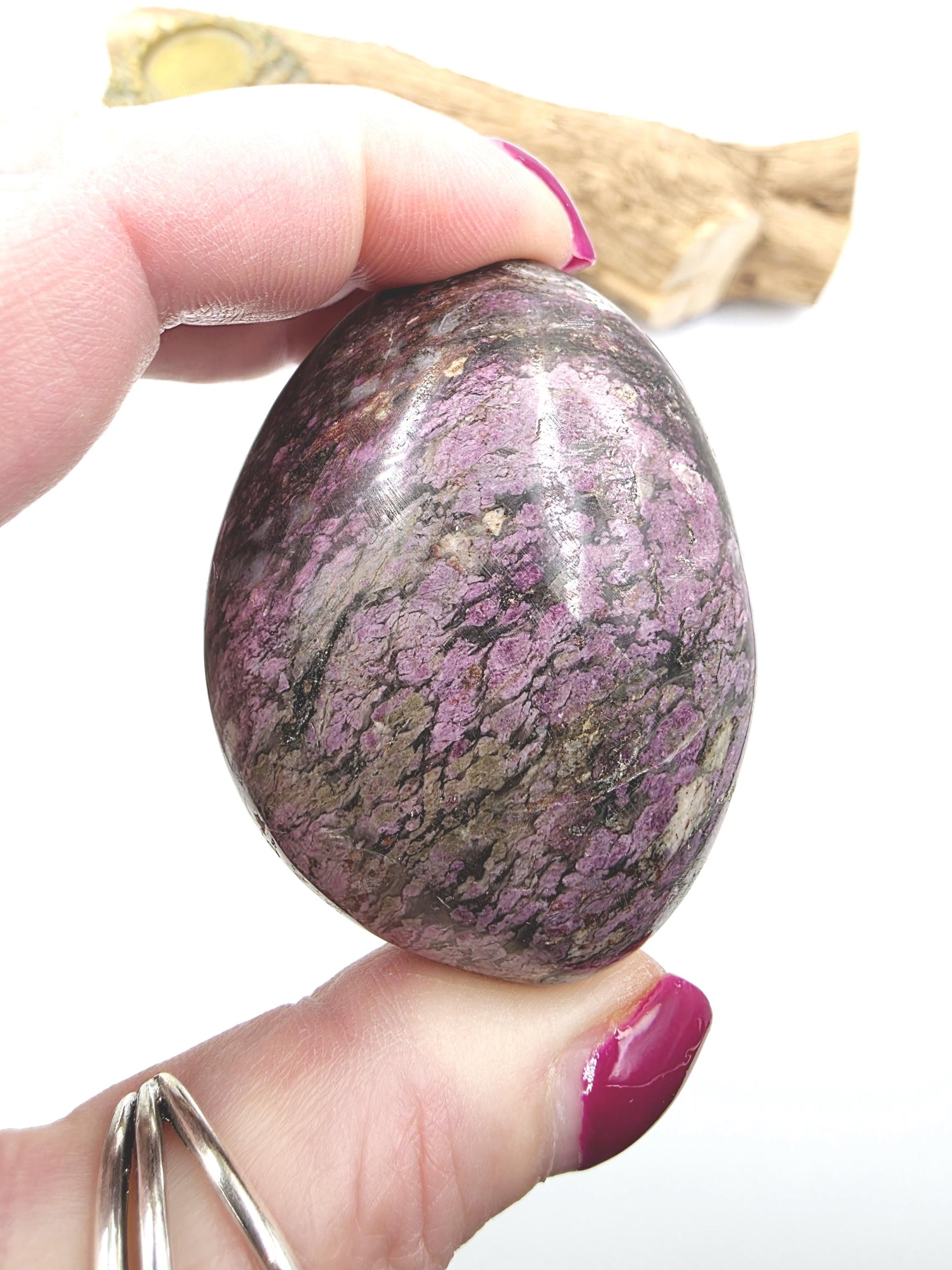 Plum Tourmaline Palm Stone – Love, Compassion & Emotional Healing Crystal, 135g