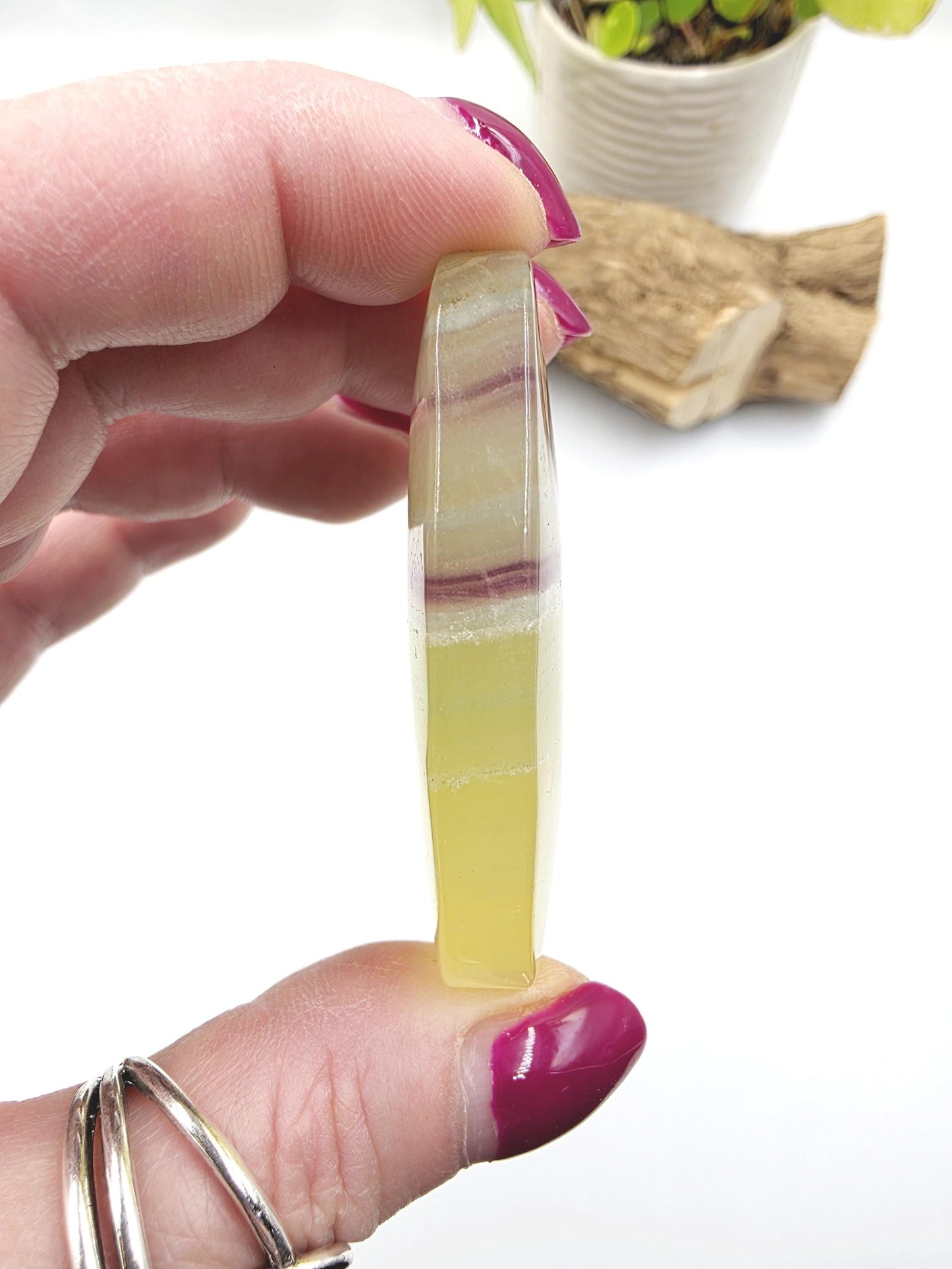Yellow Fluorite Palm Stone - Focus and Clarity Healing Crystal - 60g