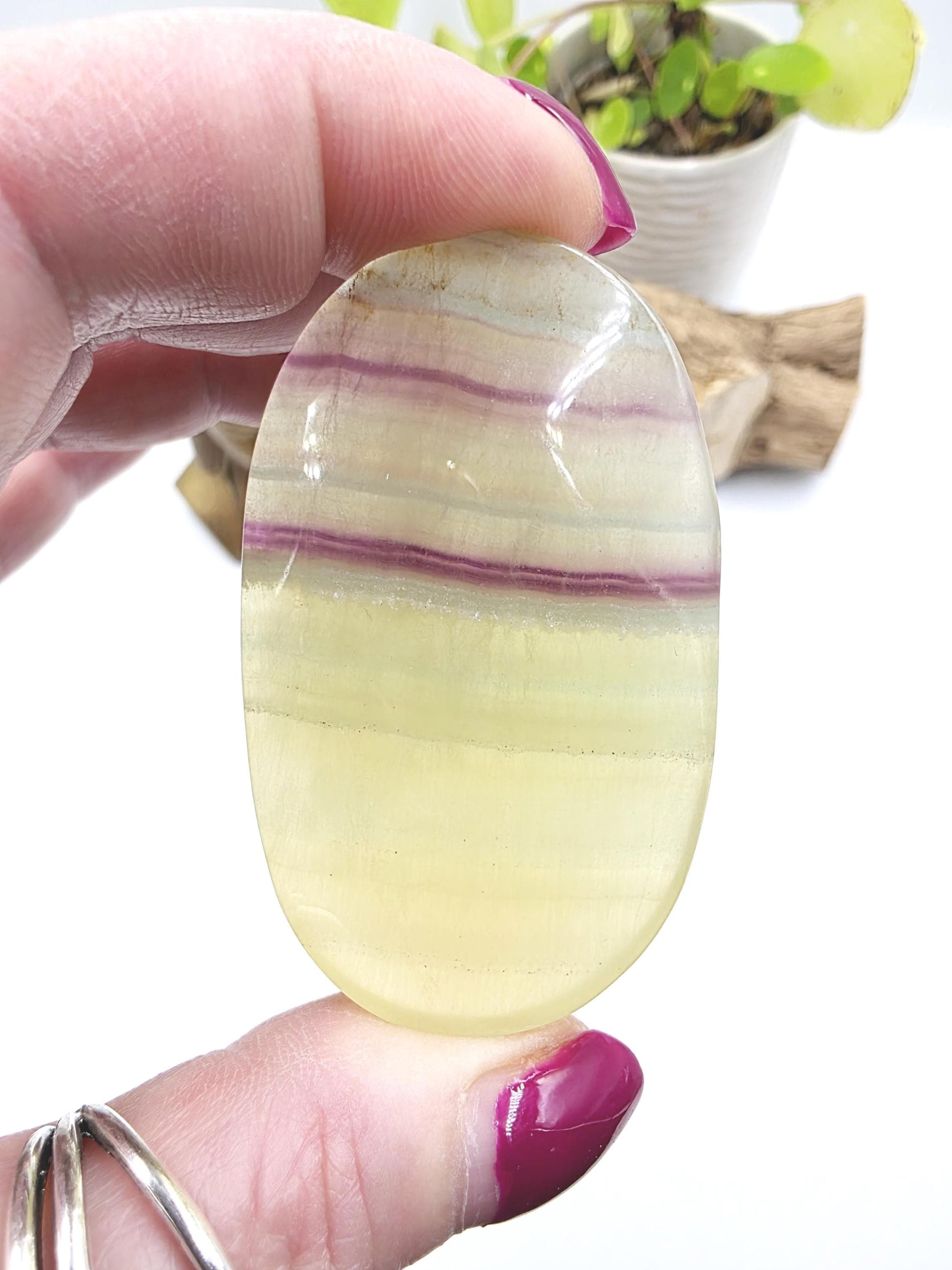 Yellow Fluorite Palm Stone - Focus and Clarity Healing Crystal - 60g