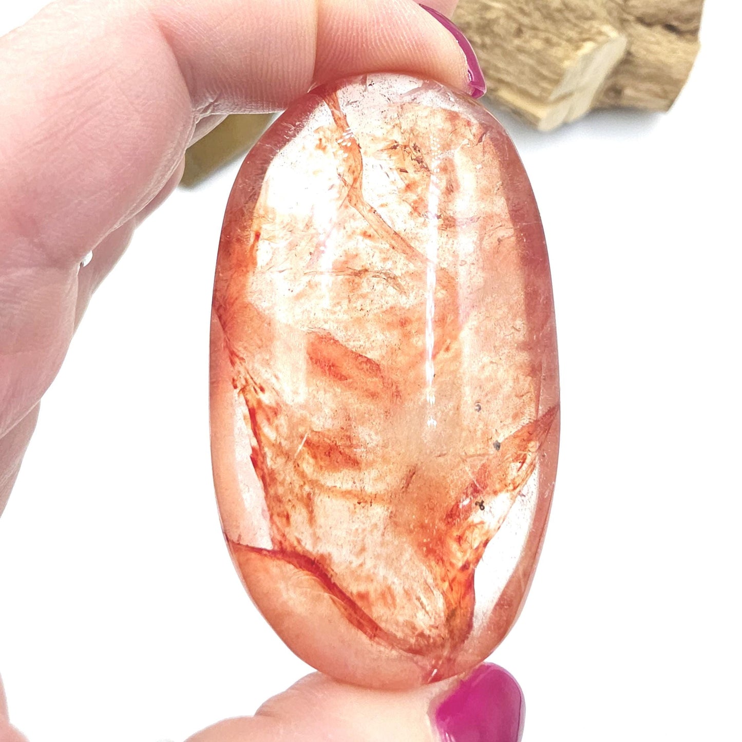 Large Madagascan Fire Quartz (Hematoid) Palm Stone - Grounding & Vitality Crystal - 110g