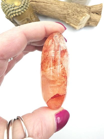 Large Madagascan Fire Quartz (Hematoid) Palm Stone - Grounding & Vitality Crystal - 110g