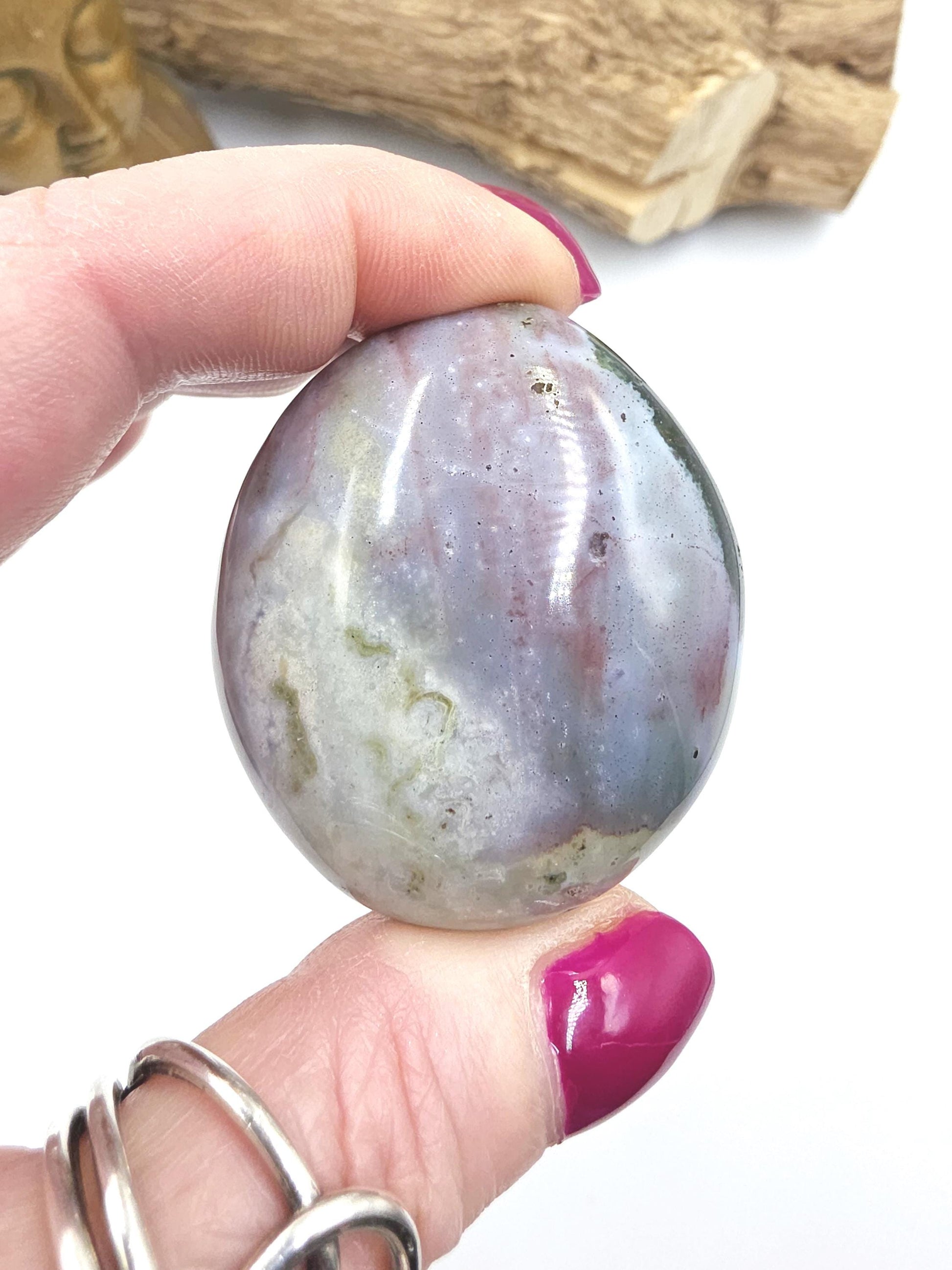 Ocean Jasper Palm Stone - Joy & Renewal Healing Crystal - 70g