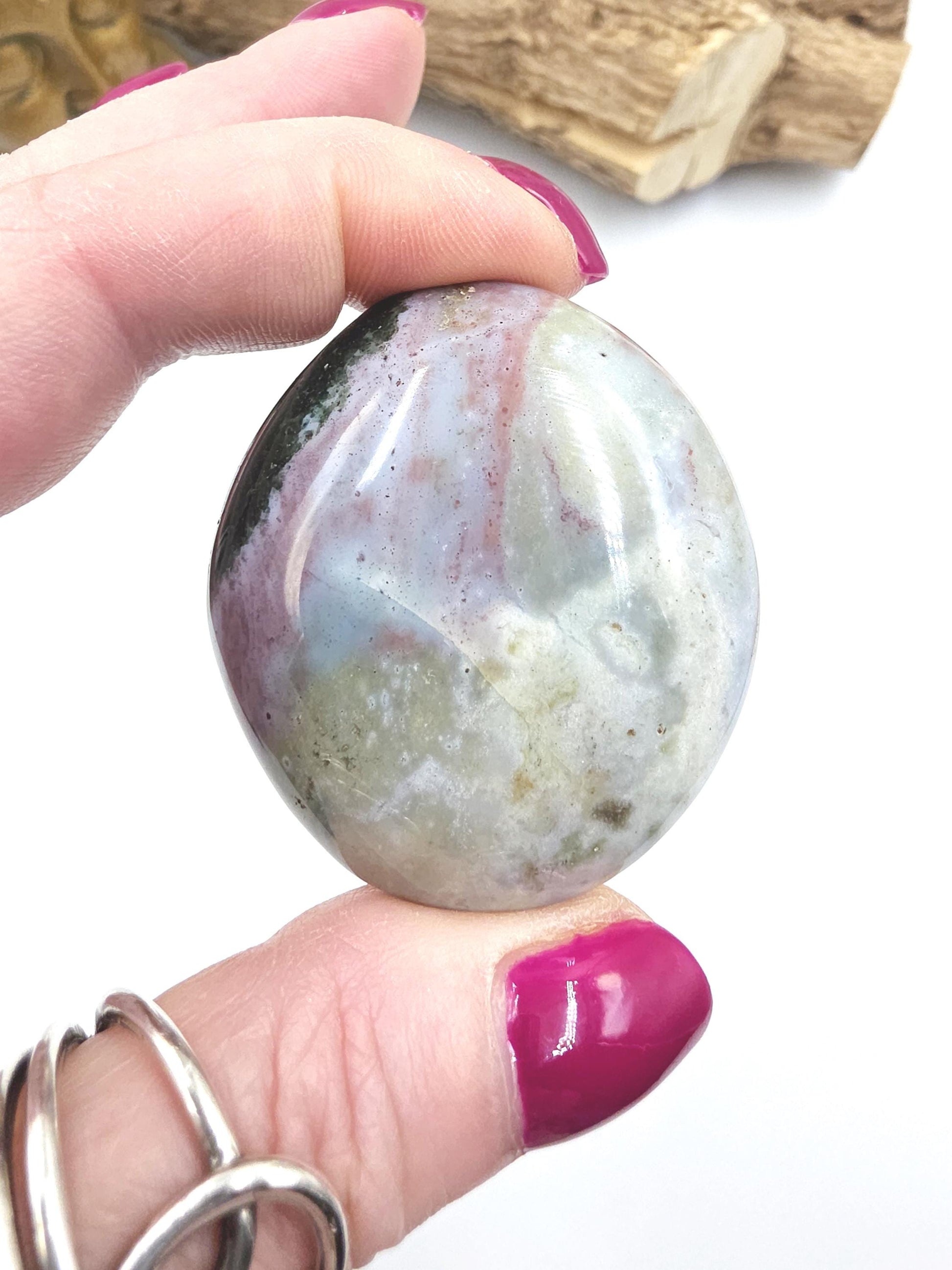 Ocean Jasper Palm Stone - Joy & Renewal Healing Crystal - 70g