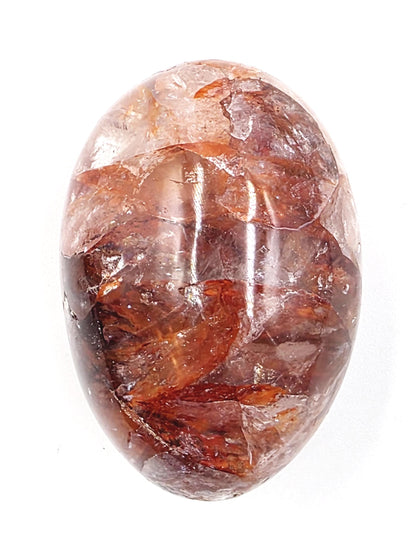 Fire Quartz (Hematoid) Palm Stone with rainbow flashes - Grounding & Vitality Crystal - 65g