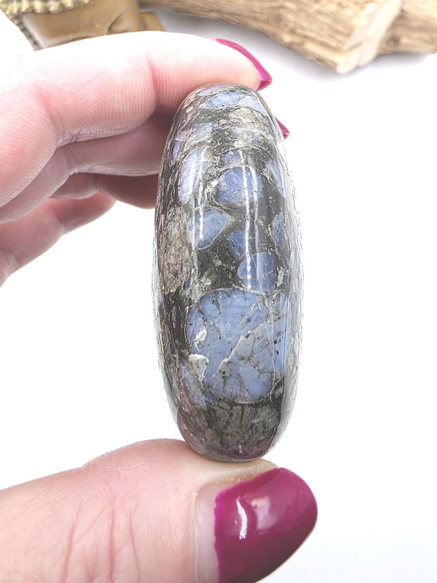 Que Sera (Llanite) Palm Stone - Uplifting & High Vibration Healing Crystal, 100g