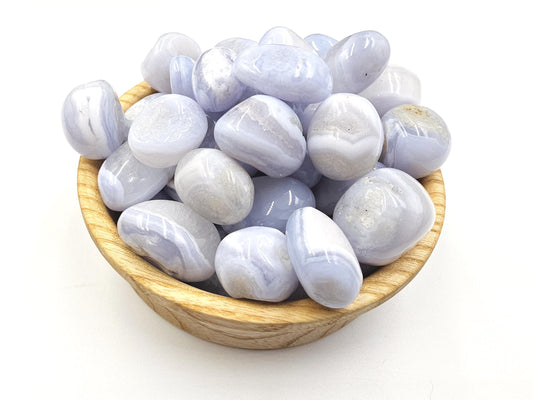 Blue Lace Agate Tumble Stone – Calm, Communication & Soothing Throat Chakra Crystal