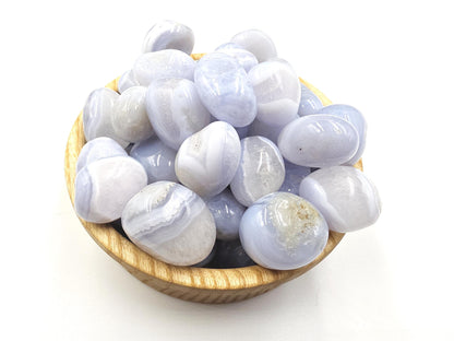 Blue Lace Agate Tumble Stone – Calm, Communication & Soothing Throat Chakra Crystal