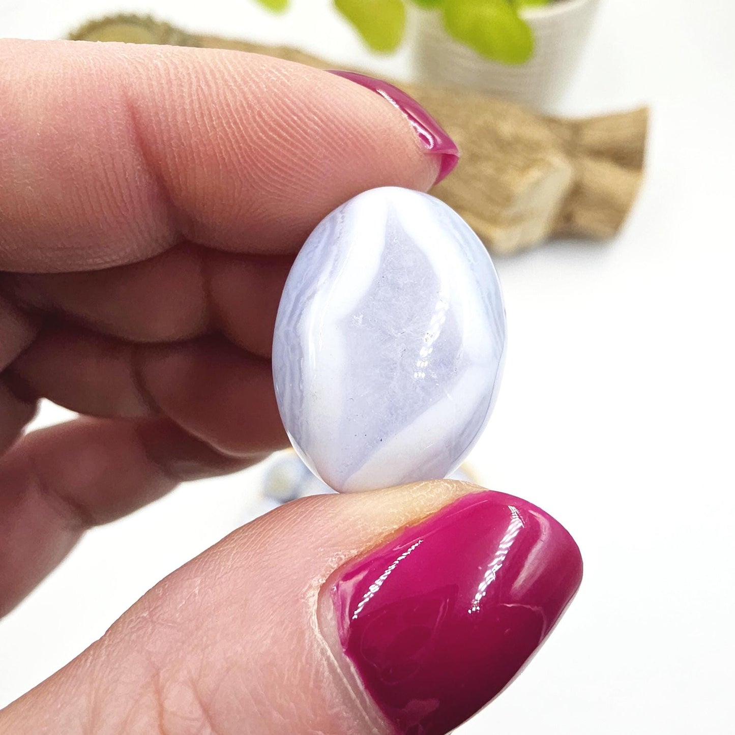 Blue Lace Agate Tumble Stone – Calm, Communication & Soothing Throat Chakra Crystal