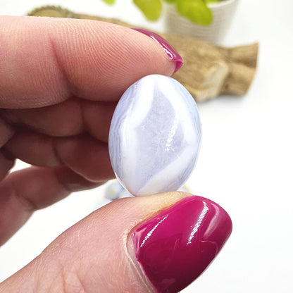 Blue Lace Agate Tumble Stone – Calm, Communication & Soothing Throat Chakra Crystal