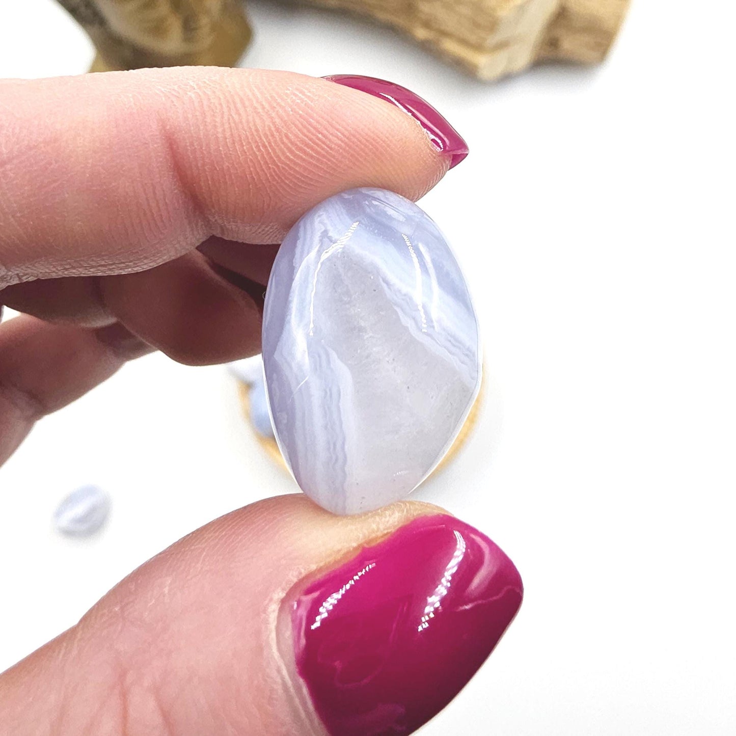 Blue Lace Agate Tumble Stone – Calm, Communication & Soothing Throat Chakra Crystal