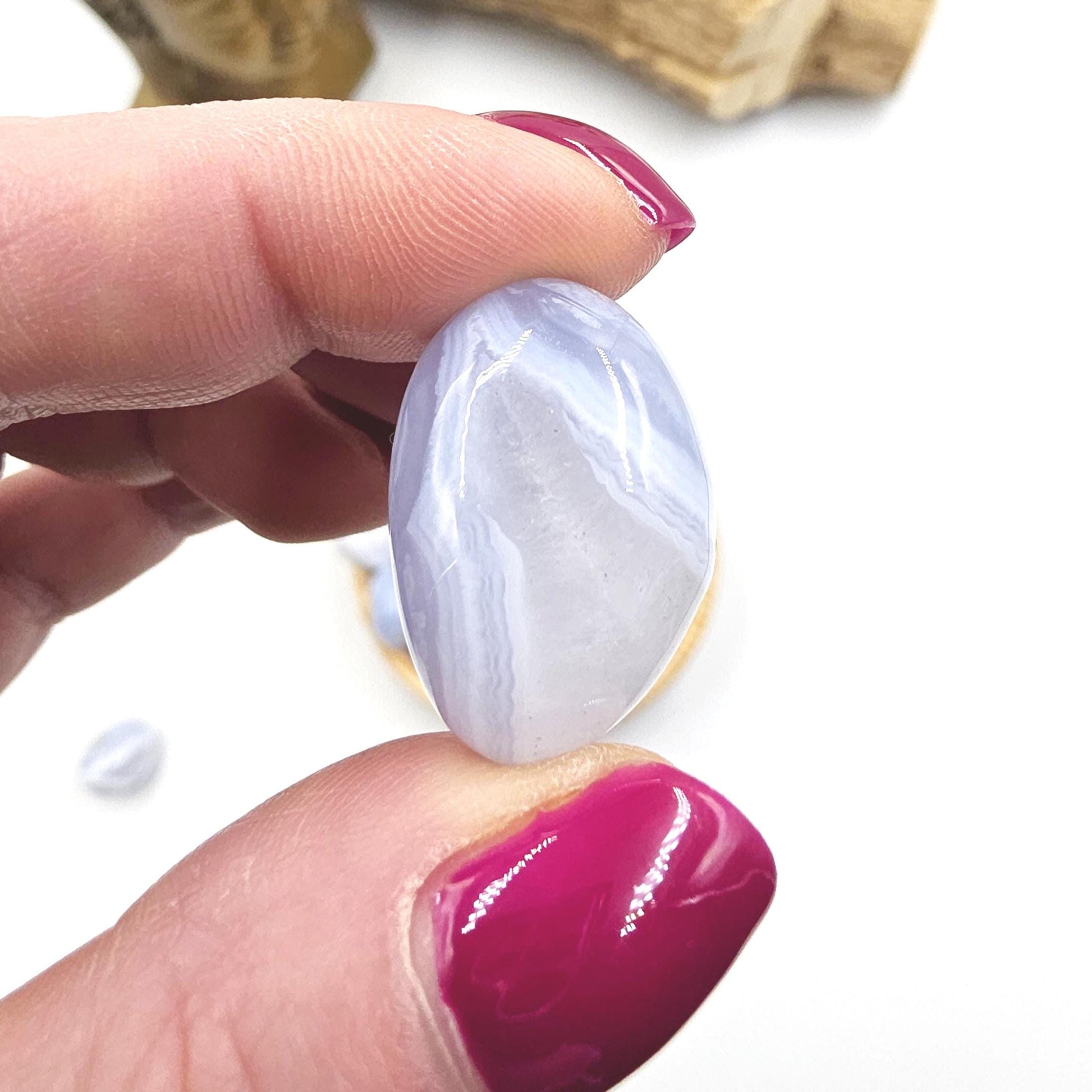 Blue Lace Agate Tumble Stone – Calm, Communication & Soothing Throat Chakra Crystal