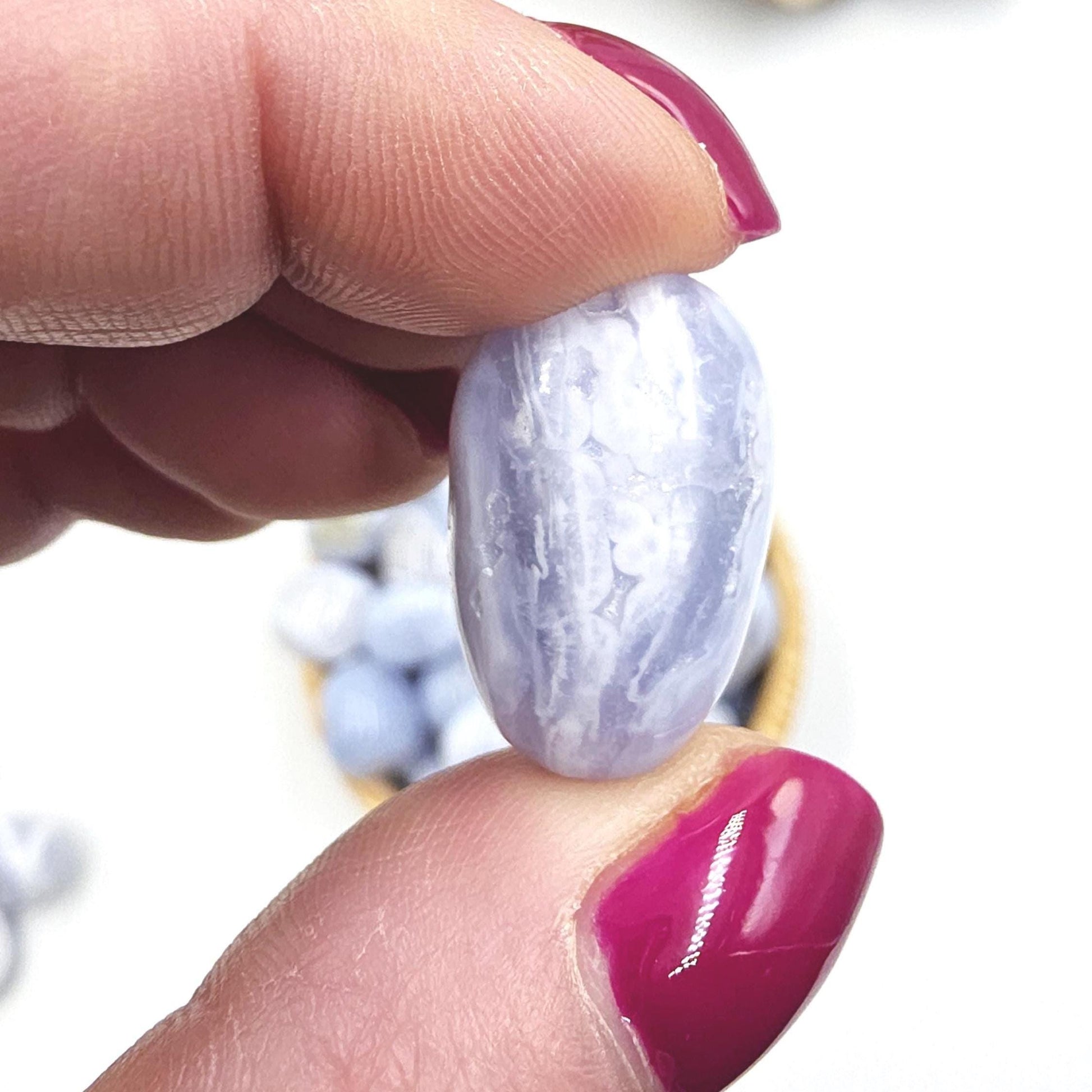 Blue Lace Agate Tumble Stone – Calm, Communication & Soothing Throat Chakra Crystal