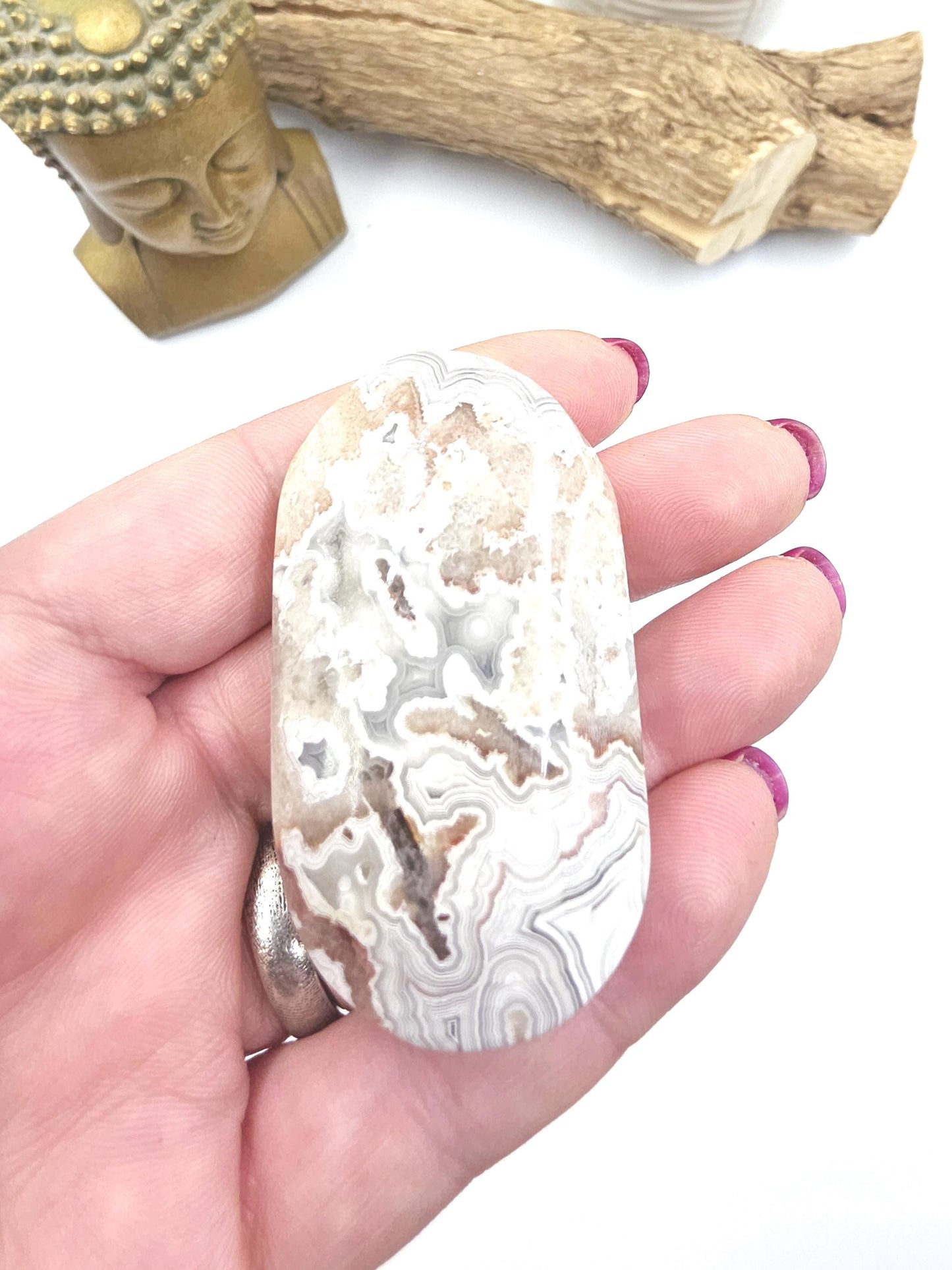 Mexican Crazy Lace Agate Palm Stone – Joy, Stability & Uplifting Energy Crystal, 55g