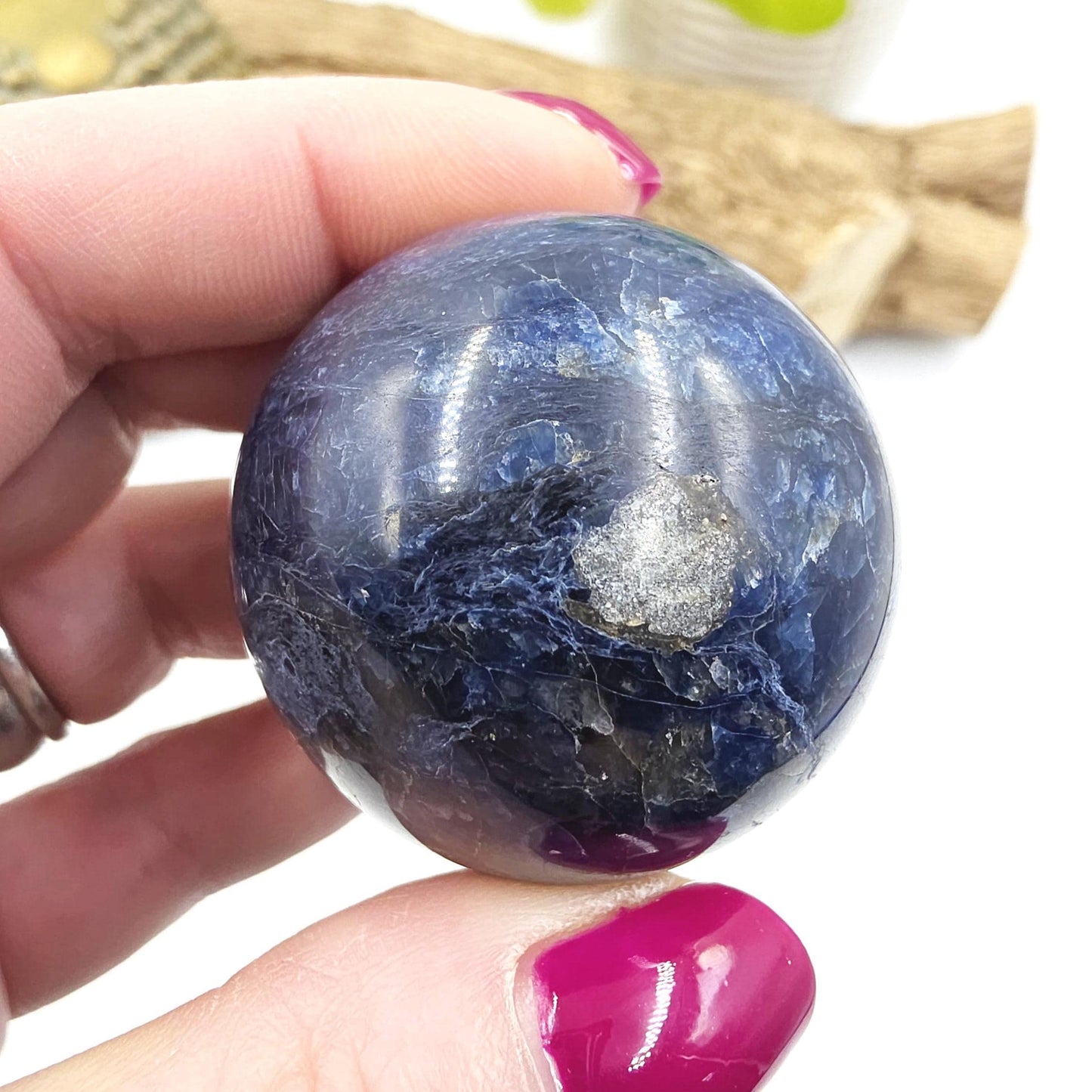 Rare Dumortierite Sphere - Patience, Confidence & Mental Clarity Healing Crystal Ball, 41mm