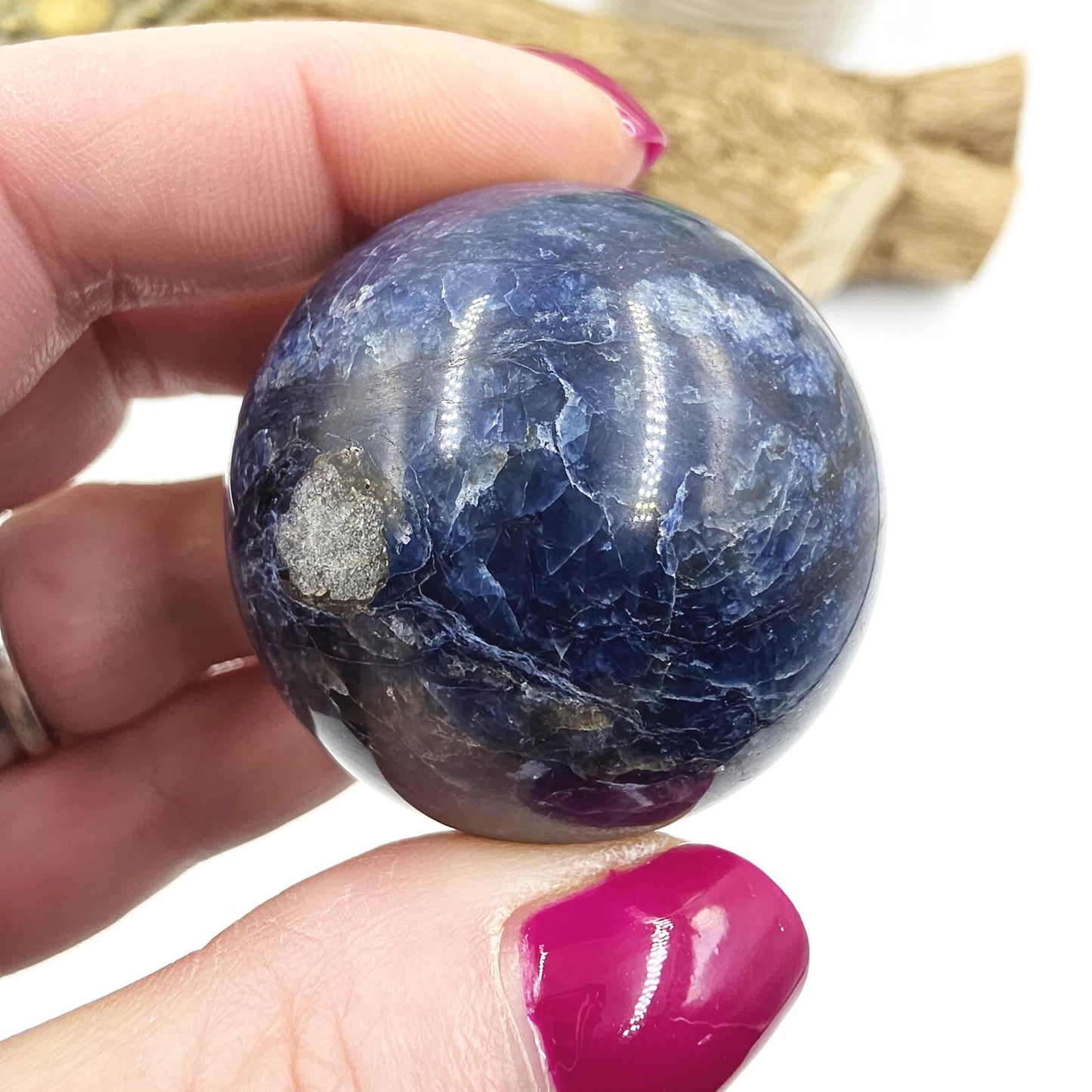 Rare Dumortierite Sphere - Patience, Confidence & Mental Clarity Healing Crystal Ball, 41mm