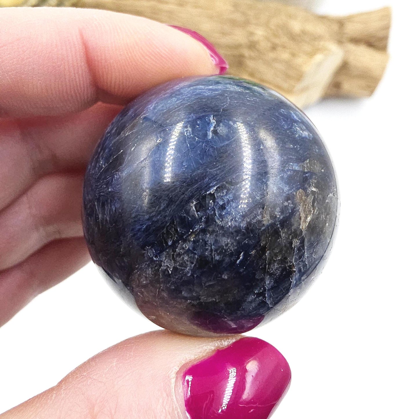 Rare Dumortierite Sphere - Patience, Confidence & Mental Clarity Healing Crystal Ball, 41mm