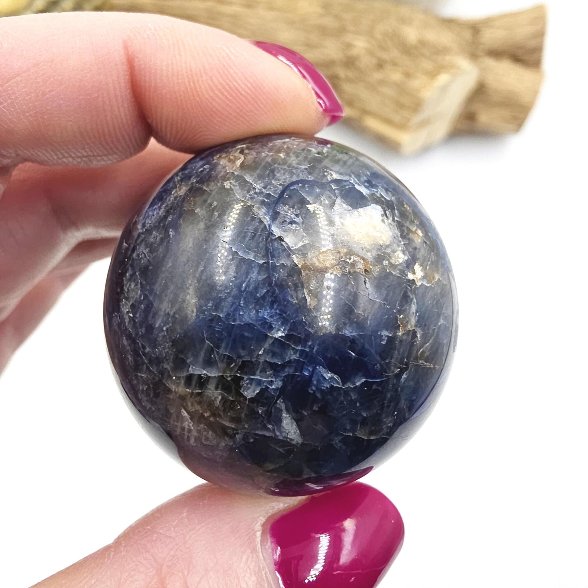 Rare Dumortierite Sphere - Patience, Confidence & Mental Clarity Healing Crystal Ball, 41mm