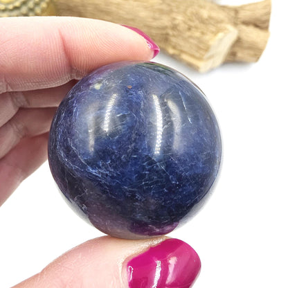 Rare Dumortierite Sphere - Patience, Confidence & Mental Clarity Healing Crystal Ball, 41mm