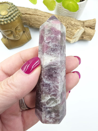 Plum Tourmaline Tower (Rubellite) - Emotional Healing & Spiritual Growth Crystal Point - 90g