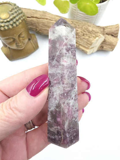 Plum Tourmaline Tower (Rubellite) - Emotional Healing & Spiritual Growth Crystal Point - 90g