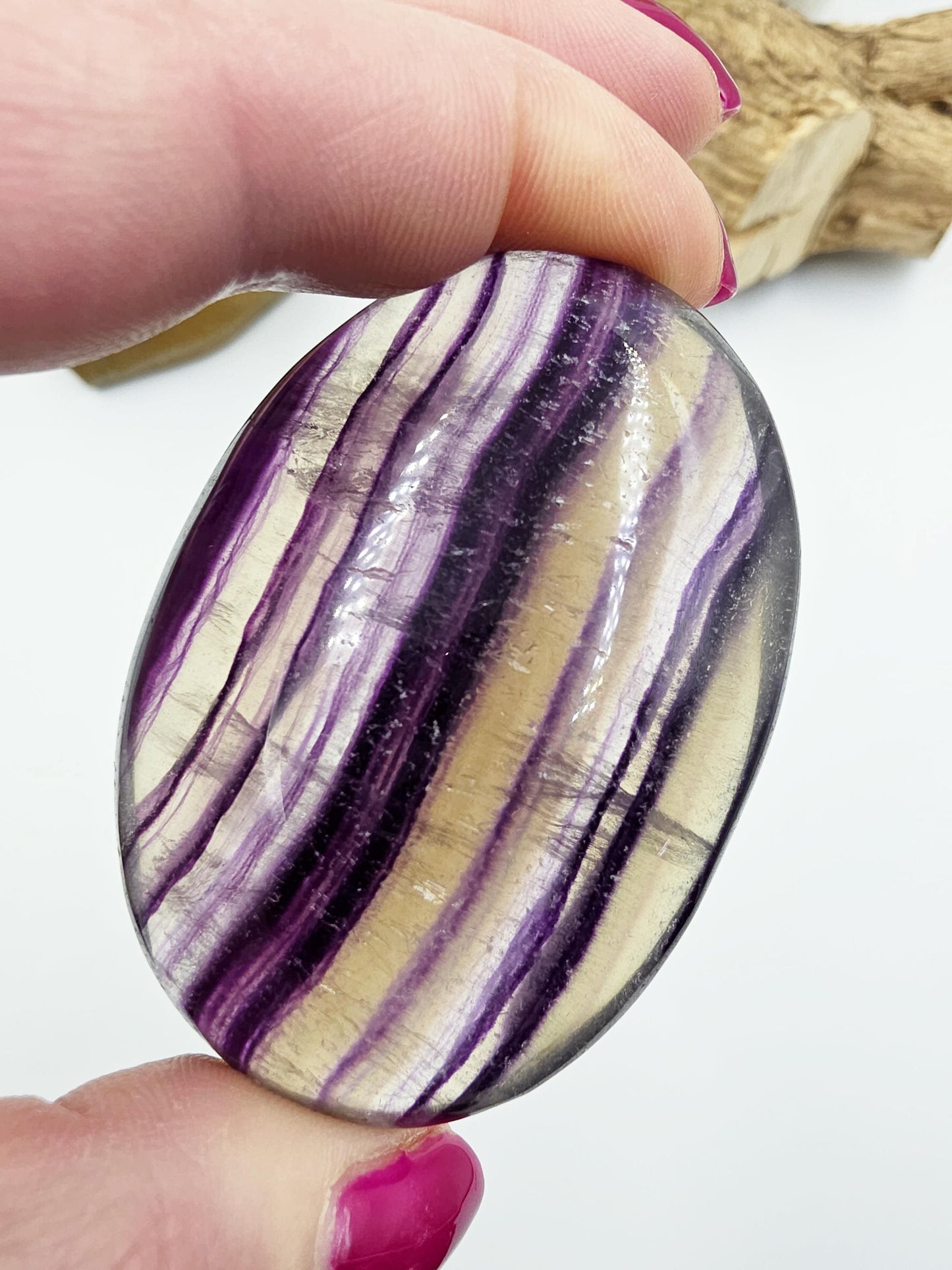 Large High Grade Rainbow Fluorite Palm Stone - Focus and Clarity Healing Crystal - 130g