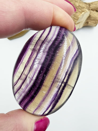 Large High Grade Rainbow Fluorite Palm Stone - Focus and Clarity Healing Crystal - 130g