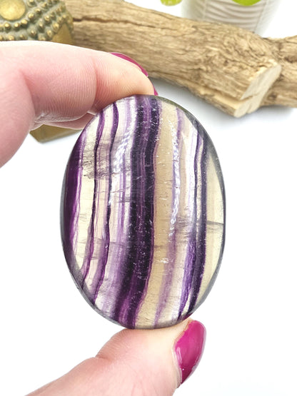 Large High Grade Rainbow Fluorite Palm Stone - Focus and Clarity Healing Crystal - 130g