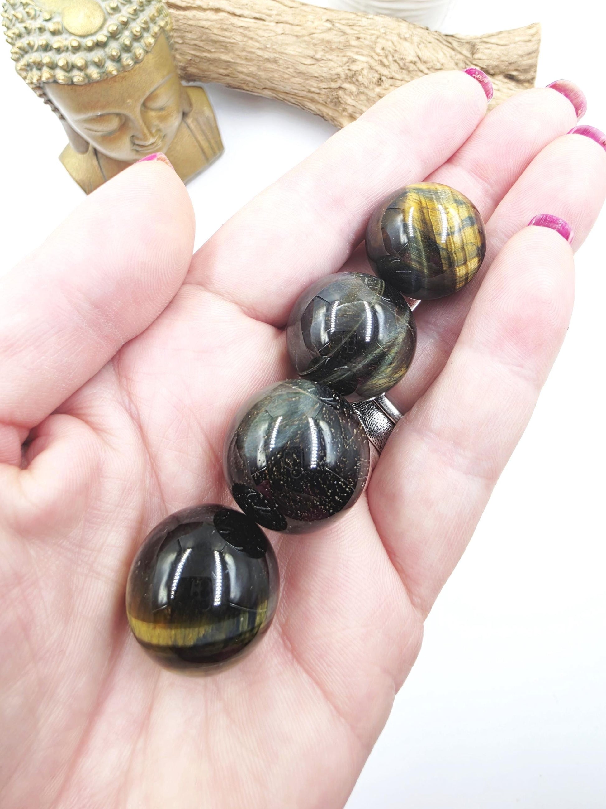 Blue Tiger’s Eye Mini Crystal Sphere – Intuition, Protection & Calm Focus Gemstone, 20mm