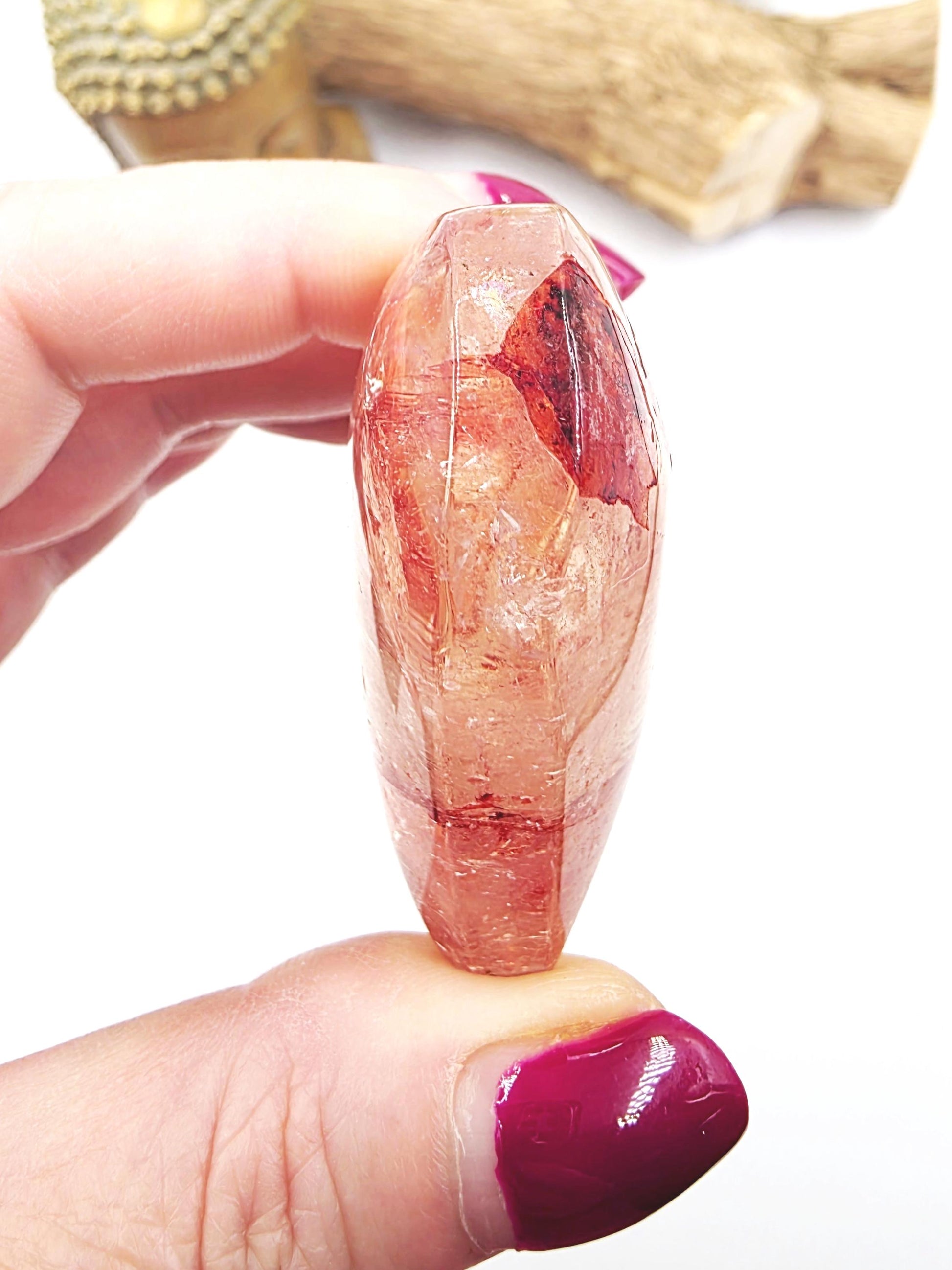 Madagascan Fire Quartz (Hematoid) Crystal Heart - Grounding, Vitality & Balance Healing Crystal Carving, 95g