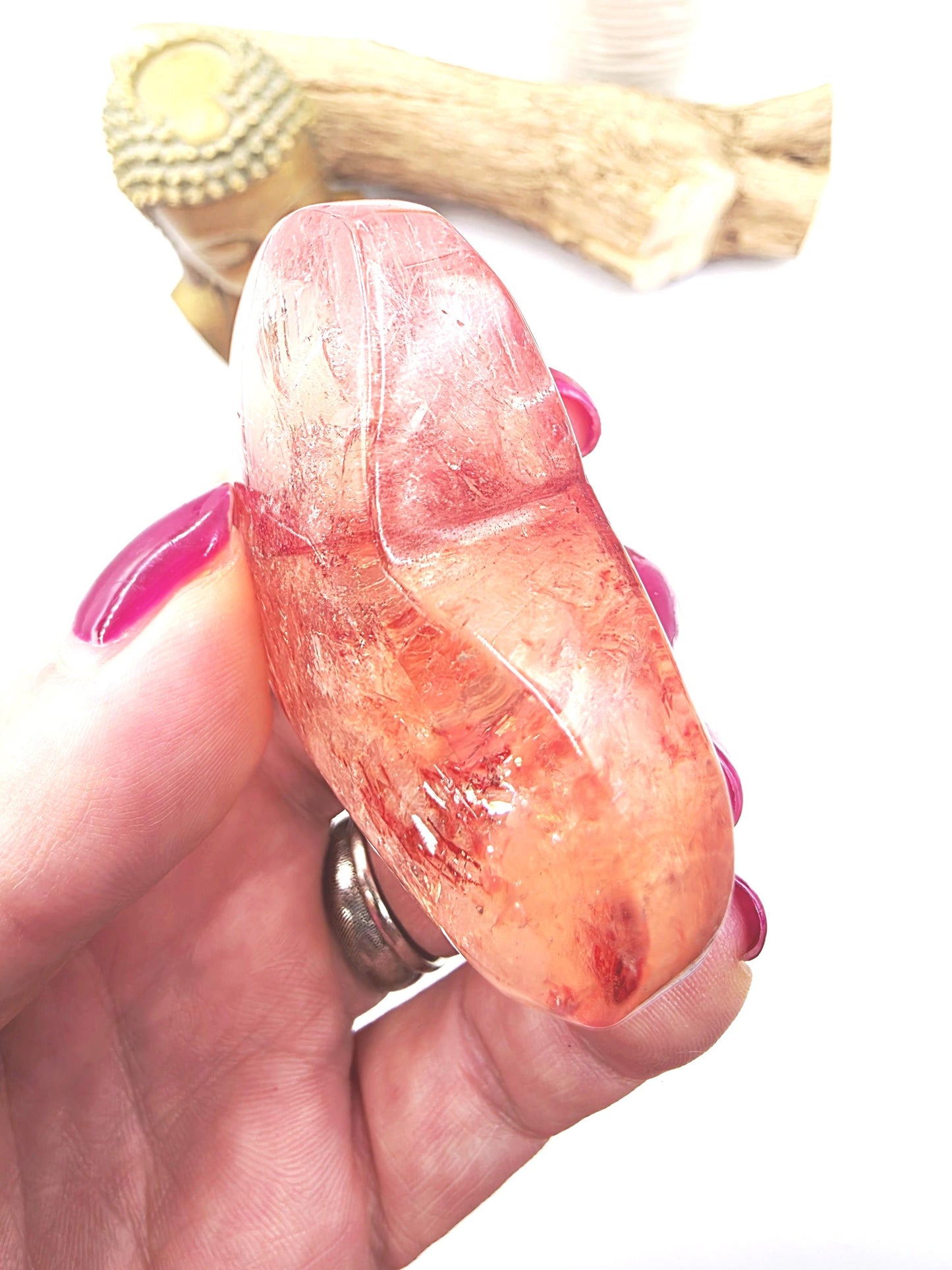 Madagascan Fire Quartz (Hematoid) Crystal Heart - Grounding, Vitality & Balance Healing Crystal Carving, 95g