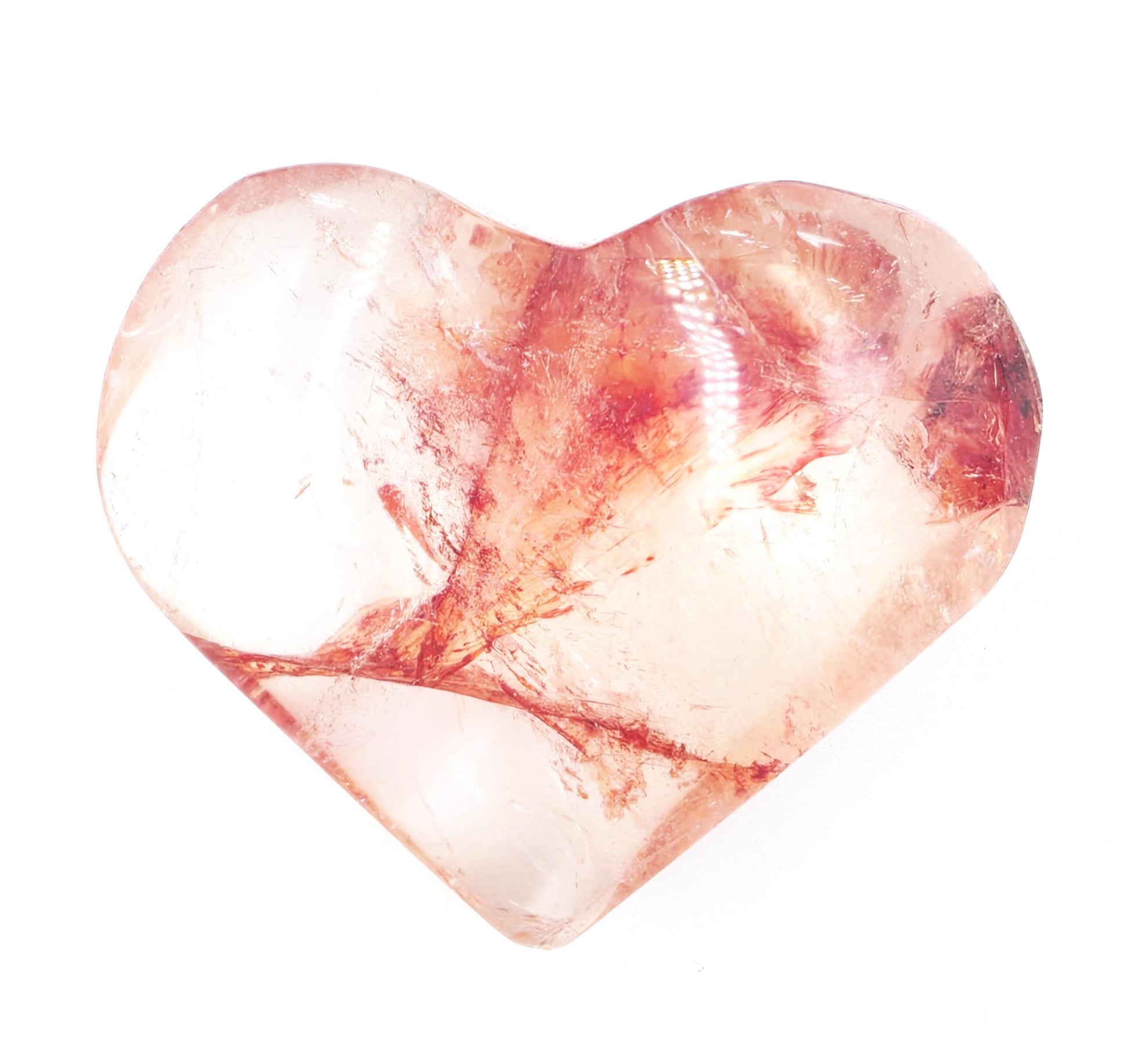 Madagascan Fire Quartz (Hematoid) Crystal Heart - Grounding, Vitality & Balance Healing Crystal Carving, 95g
