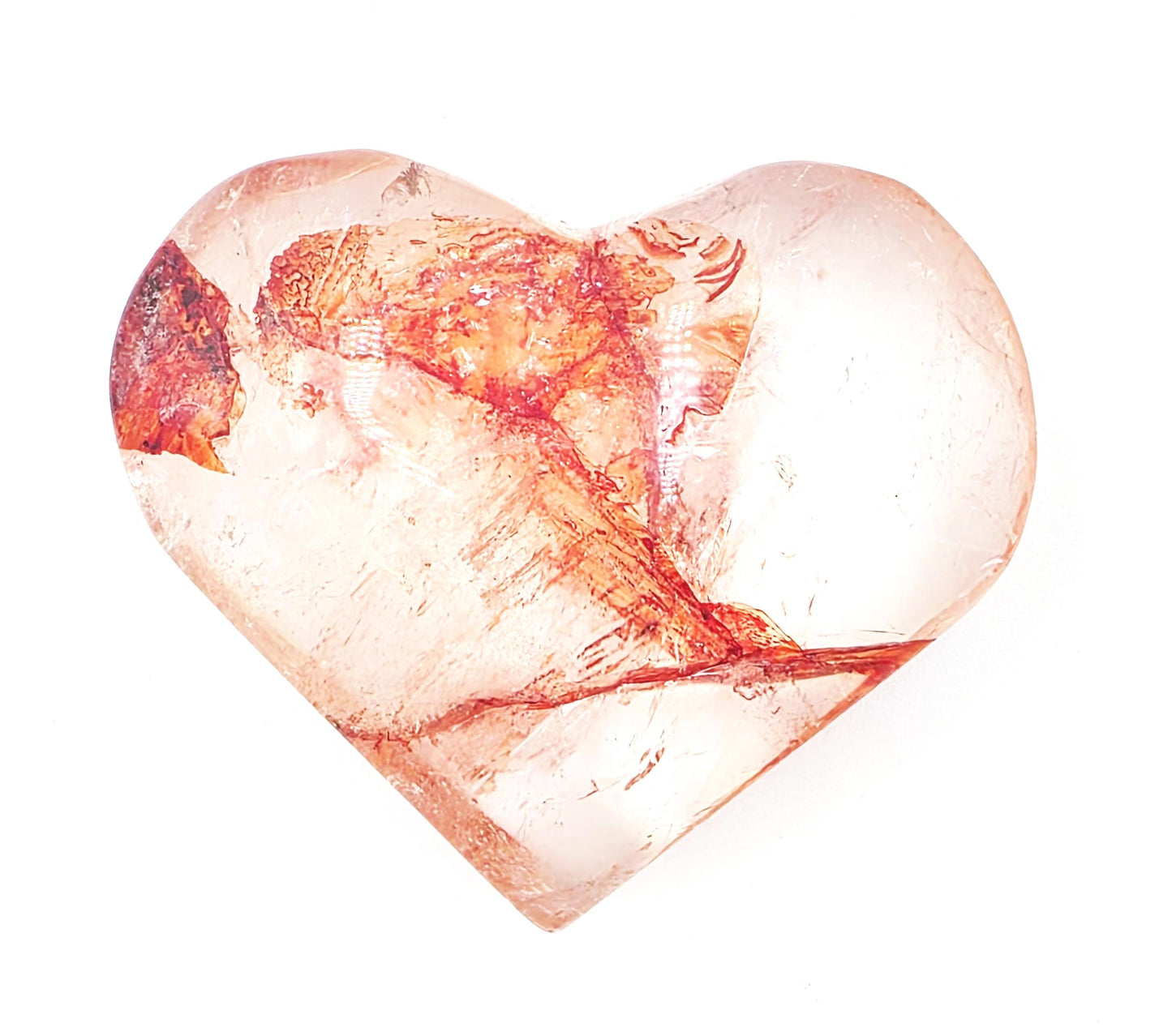 Madagascan Fire Quartz (Hematoid) Crystal Heart - Grounding, Vitality & Balance Healing Crystal Carving, 95g