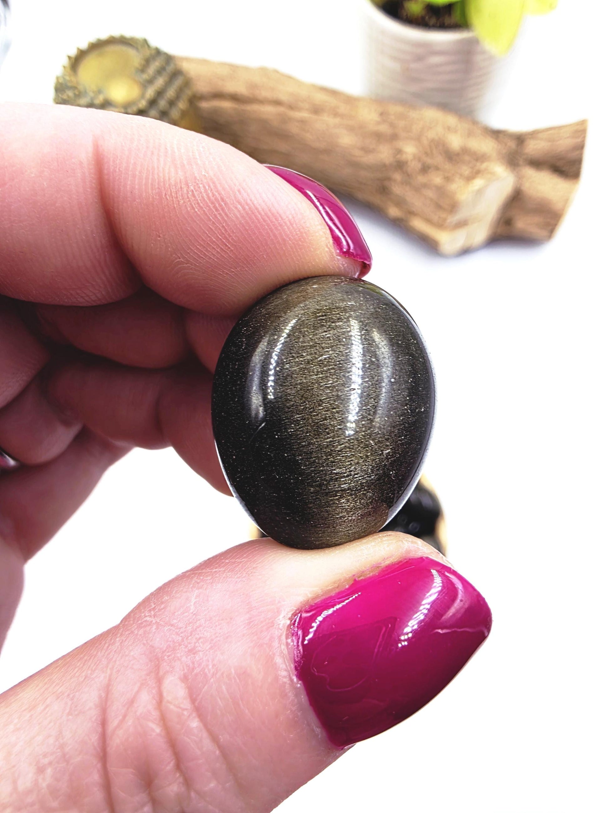 Gold Sheen Obsidian Tumble Stone – Protection, Confidence & Transformation Crystal