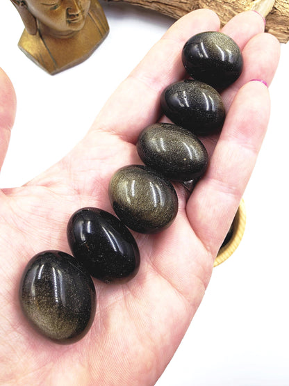 Gold Sheen Obsidian Tumble Stone – Protection, Confidence & Transformation Crystal