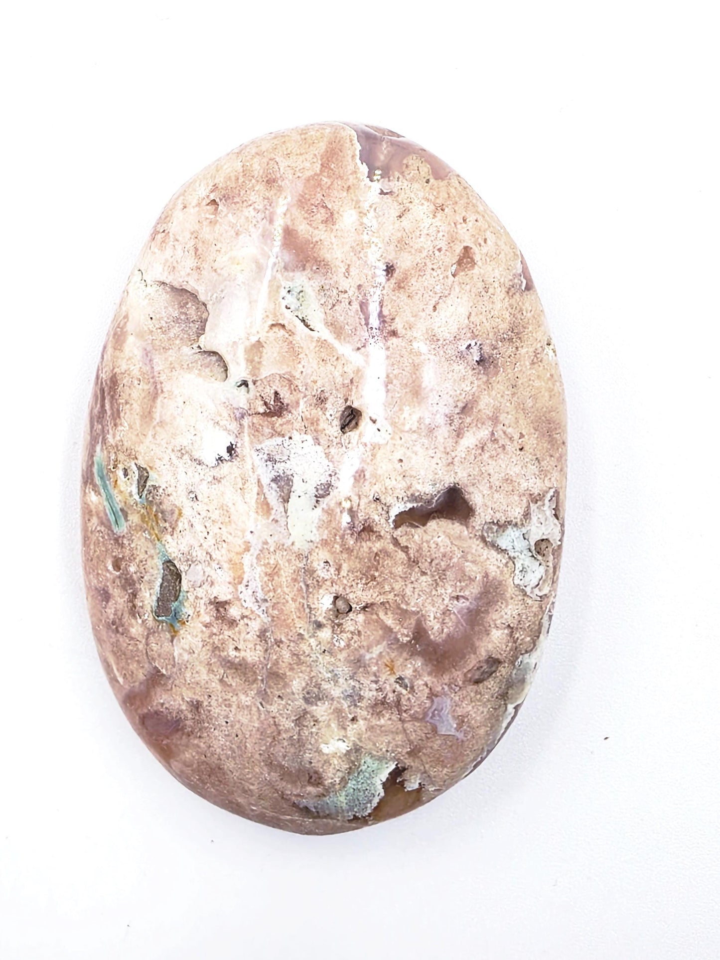 Green Flower Agate (Sakura) Palm Stone - Growth, Creativity & Emotional Healing Crystal, 65g