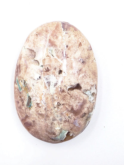 Green Flower Agate (Sakura) Palm Stone - Growth, Creativity & Emotional Healing Crystal, 65g