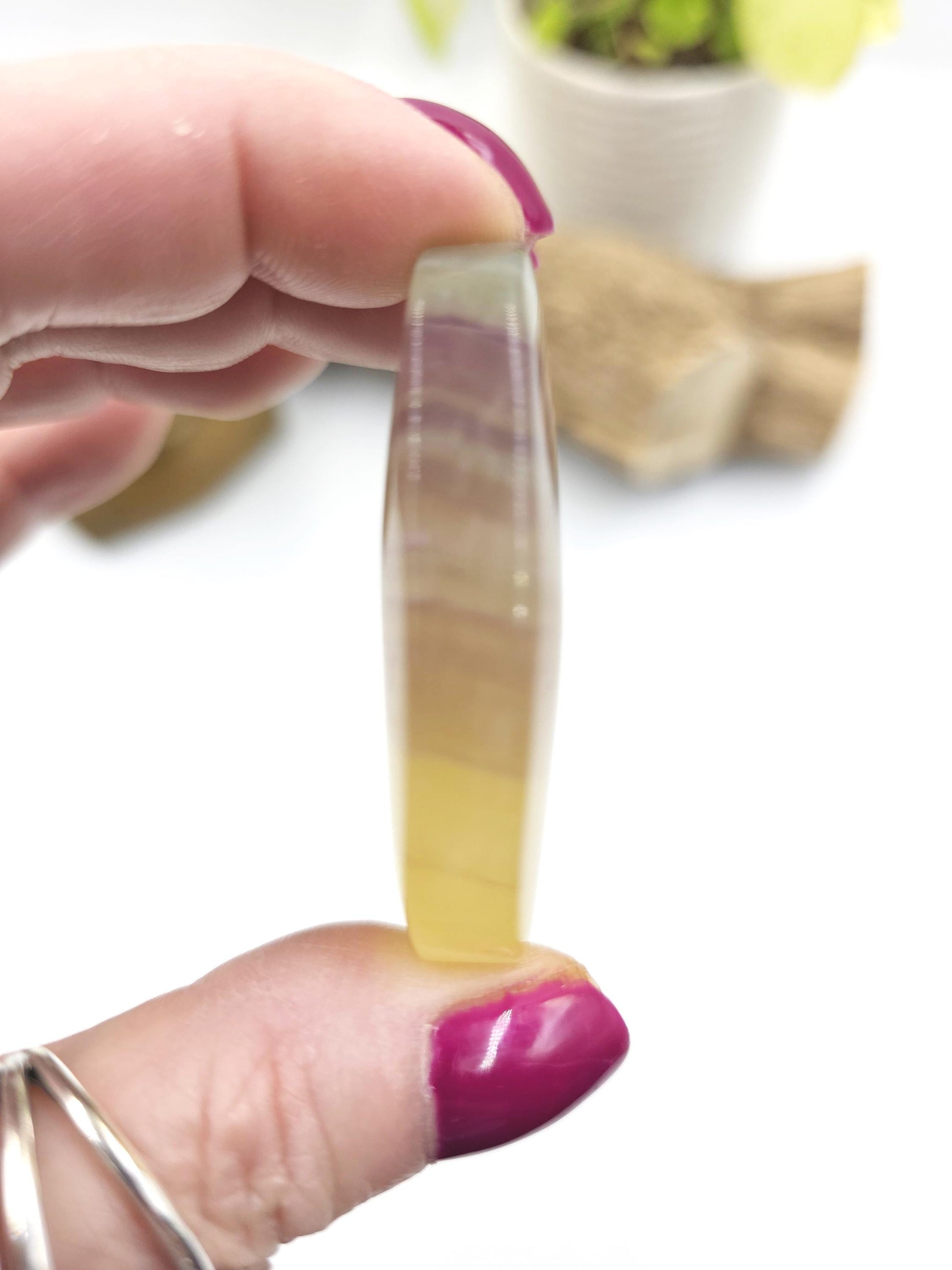 Yellow Fluorite Palm Stone - Focus and Clarity Healing Crystal - 55g