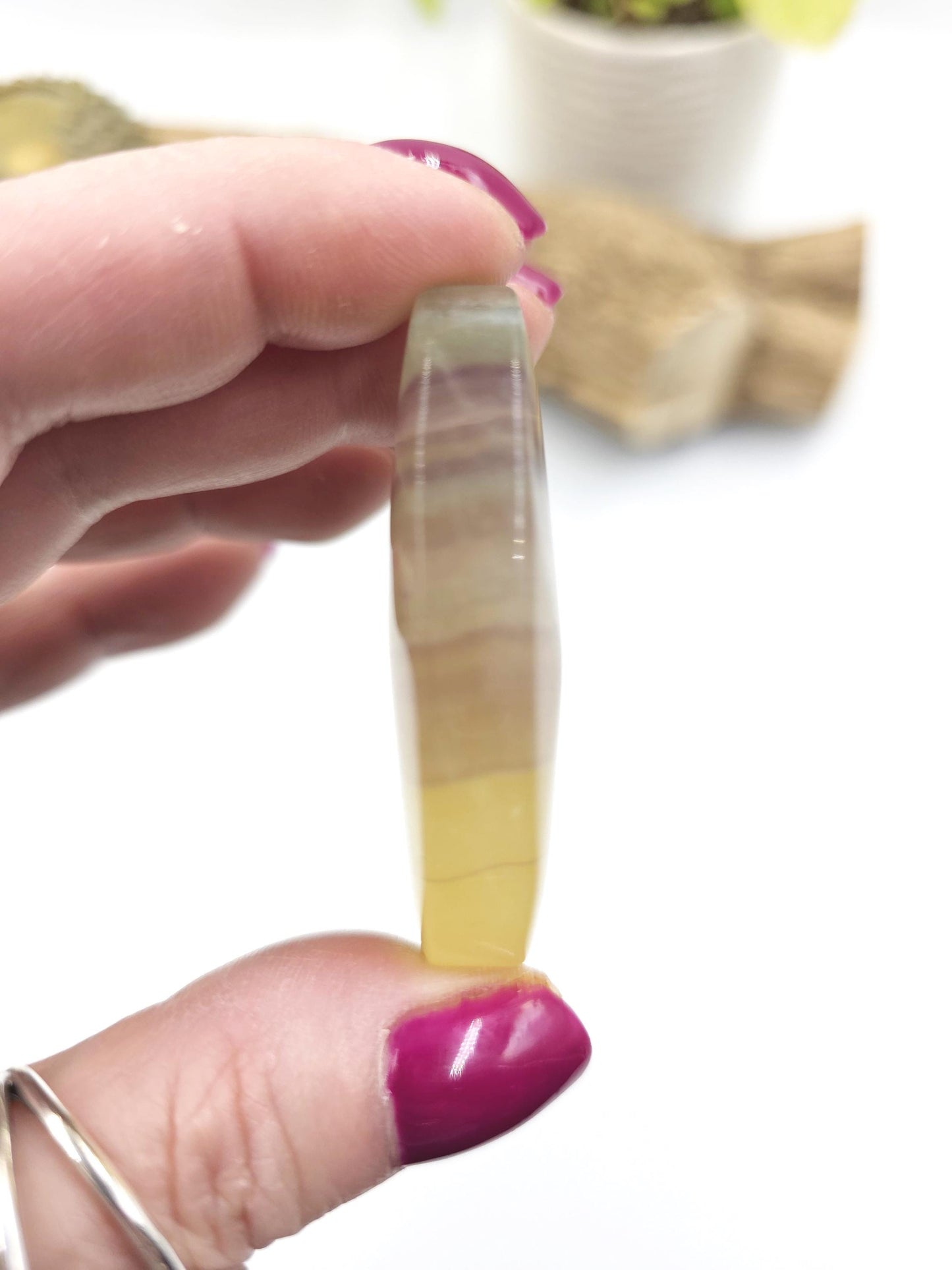 Yellow Fluorite Palm Stone - Focus and Clarity Healing Crystal - 55g