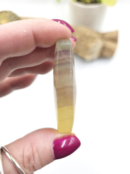 Yellow Fluorite Palm Stone - Focus and Clarity Healing Crystal - 55g