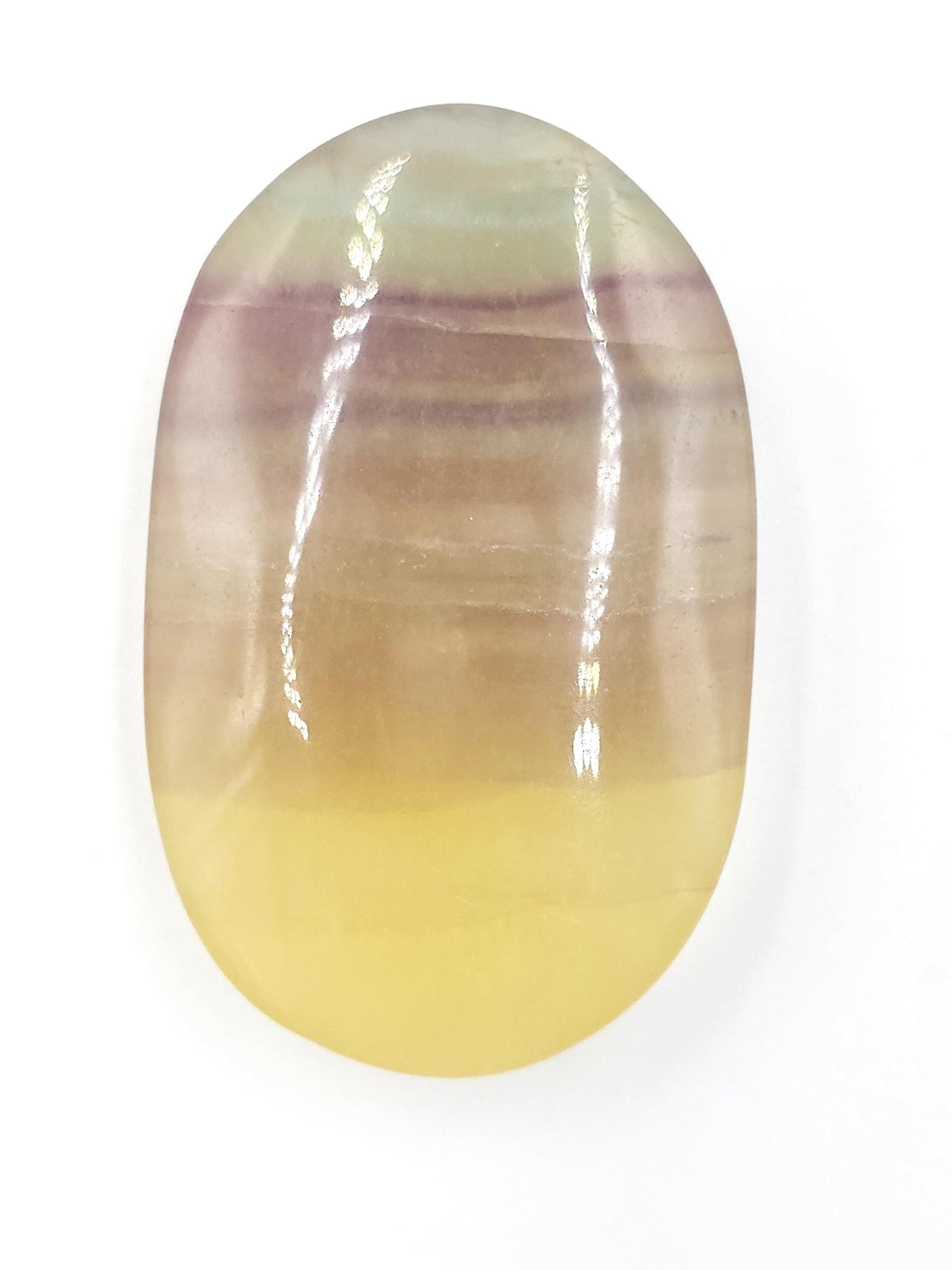 Yellow Fluorite Palm Stone - Focus and Clarity Healing Crystal - 55g