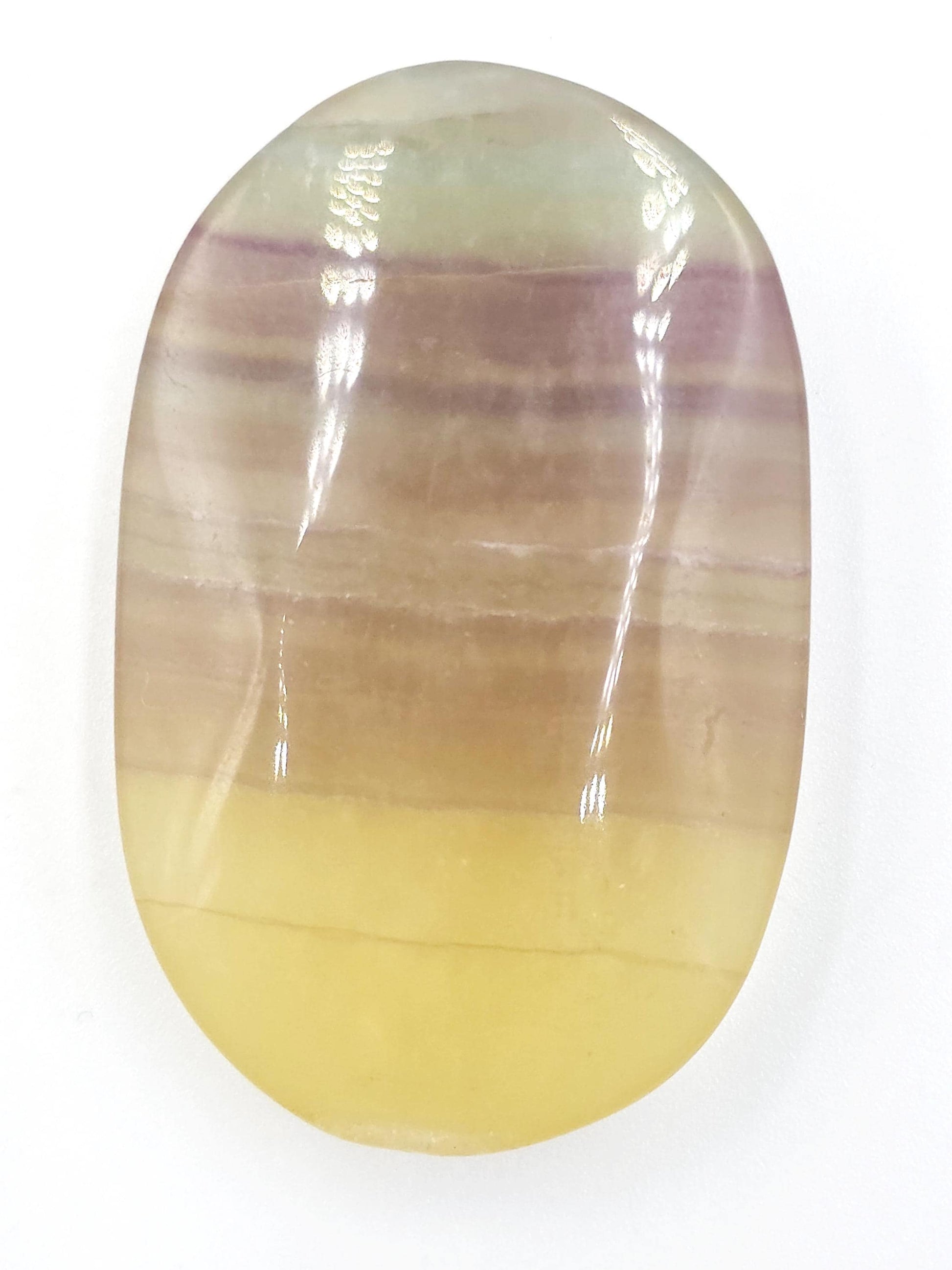 Yellow Fluorite Palm Stone - Focus and Clarity Healing Crystal - 55g